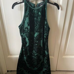 B Darlin Green and Black Patterned Mini Dress